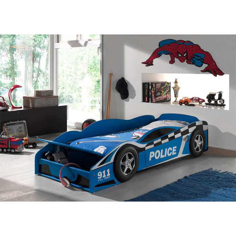 Lit 70x140 Police Sommier inclus Vipack Car beds - Bleu - vue 3