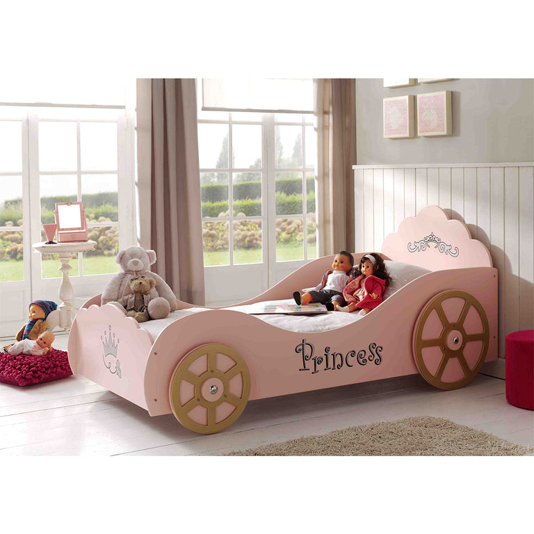 Lit 90x200 Princesse Pinky Sommier inclus Vipack Car beds - Rose - vue 2
