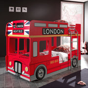 Lit superposé 90x200 Bus Londonien sommier inclus Vipack Car Beds - Rouge - vue 2