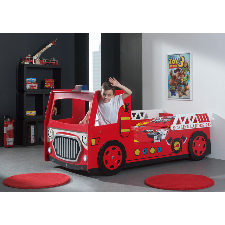 Lit 90x200 Pompier Sommier inclus Vipack Carbeds - Rouge - vue 2