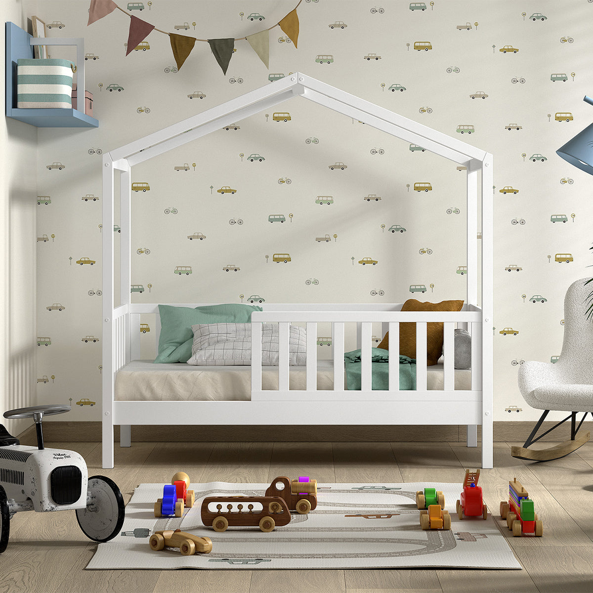 Lit cabane 70x140 sommier inclus Vipack Dallas Blanc - vue 3
