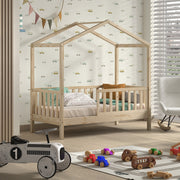 Lit cabane 70x140 sommier inclus Vipack Dallas Bois - vue 2
