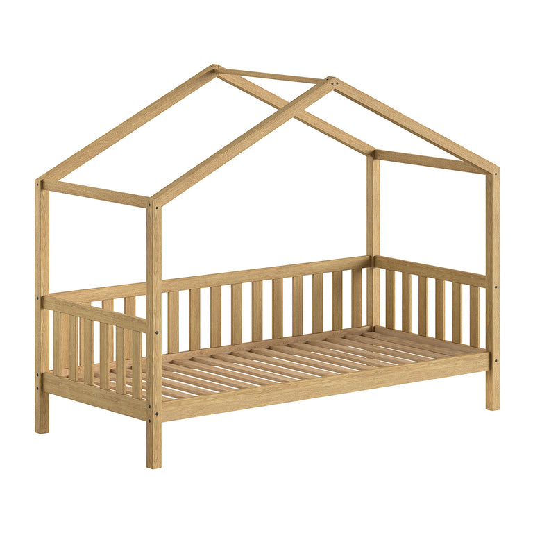 Lit cabane 90x200 sommier inclus Vipack Dallas Bois