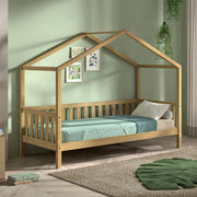 Lit cabane 90x200 sommier inclus Vipack Dallas Bois