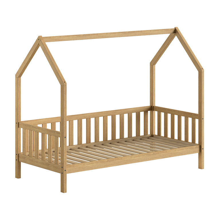 Lit cabane 90x200 sommier inclus Vipack Dallas Bois