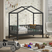 Lit cabane 70x140 sommier inclus Vipack Dallas Anthracite - vue 2