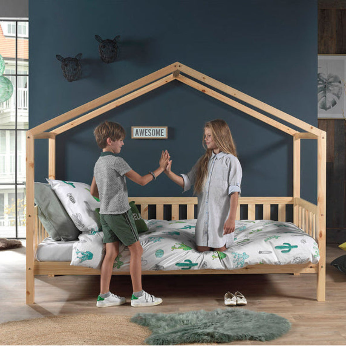 Lit cabane MH 90x200 Sommier inclus Vipack Dallas - Bois - vue 3