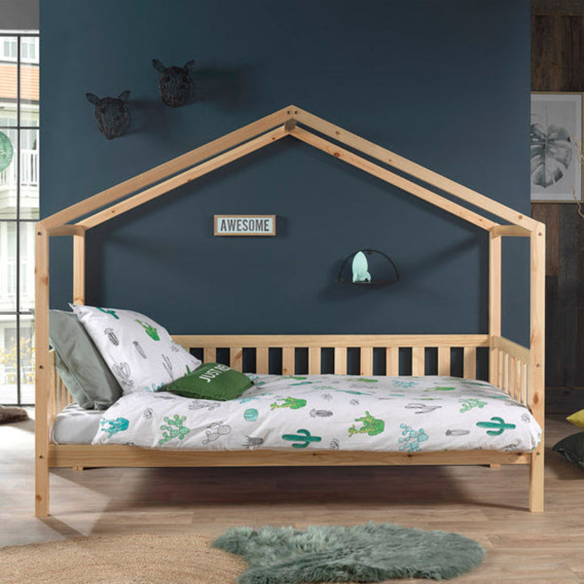 Lit cabane MH 90x200 Sommier inclus Vipack Dallas - Bois - vue 2