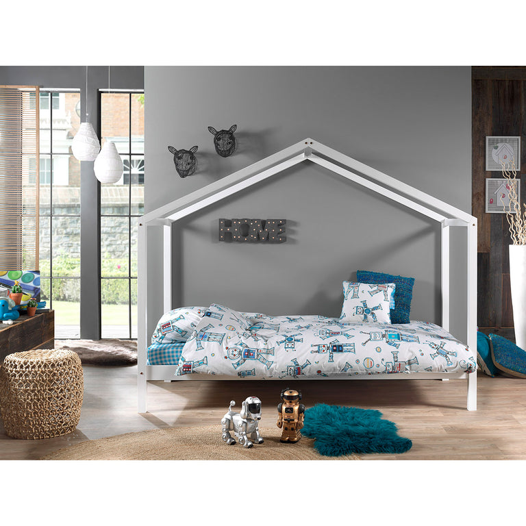 Lit cabane ZH 90x200 Sommier inclus Vipack Dallas - Blanc - vue 2