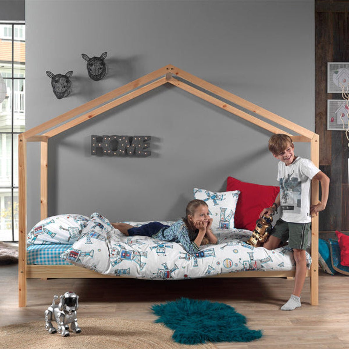 Lit cabane ZH 90x200 Sommier inclus Vipack Dallas - Bois - vue 3