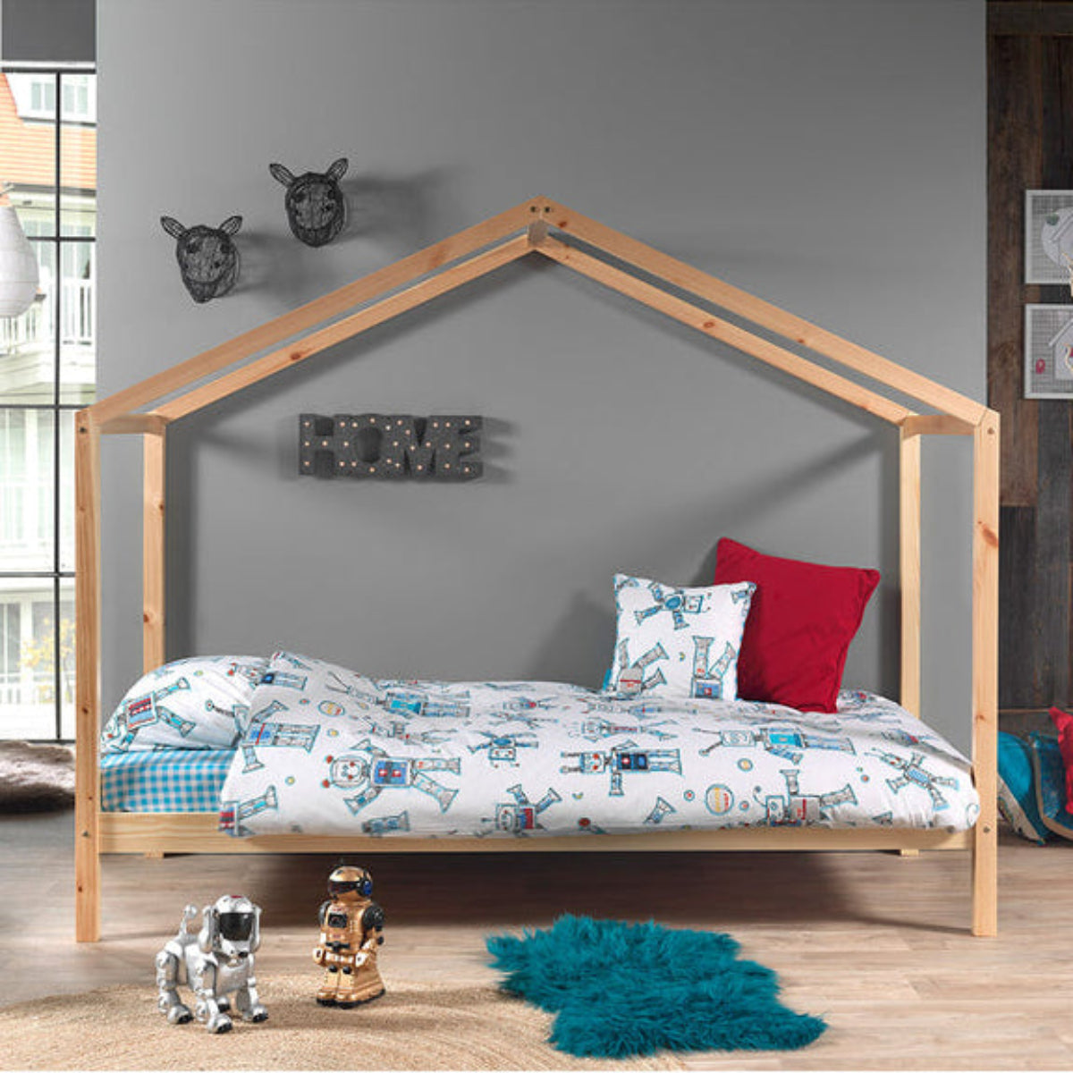 Lit cabane ZH 90x200 Sommier inclus Vipack Dallas - Bois - vue 2