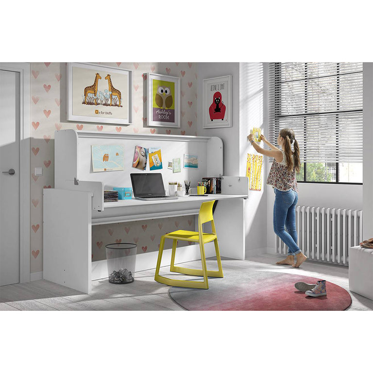 Lit bureau 90x200 Sommier Inclus Vipack Denver - Blanc - vue 4