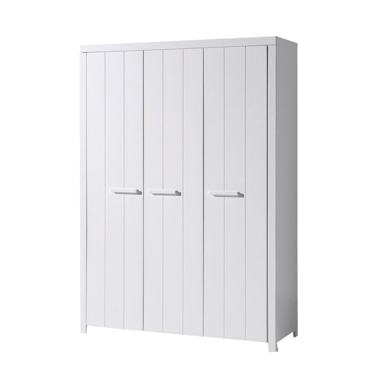 Lit 90x200 - Chevet 1 tiroir - Armoire 3 portes et Bureau Vipack Erik - Blanc - vue 4
