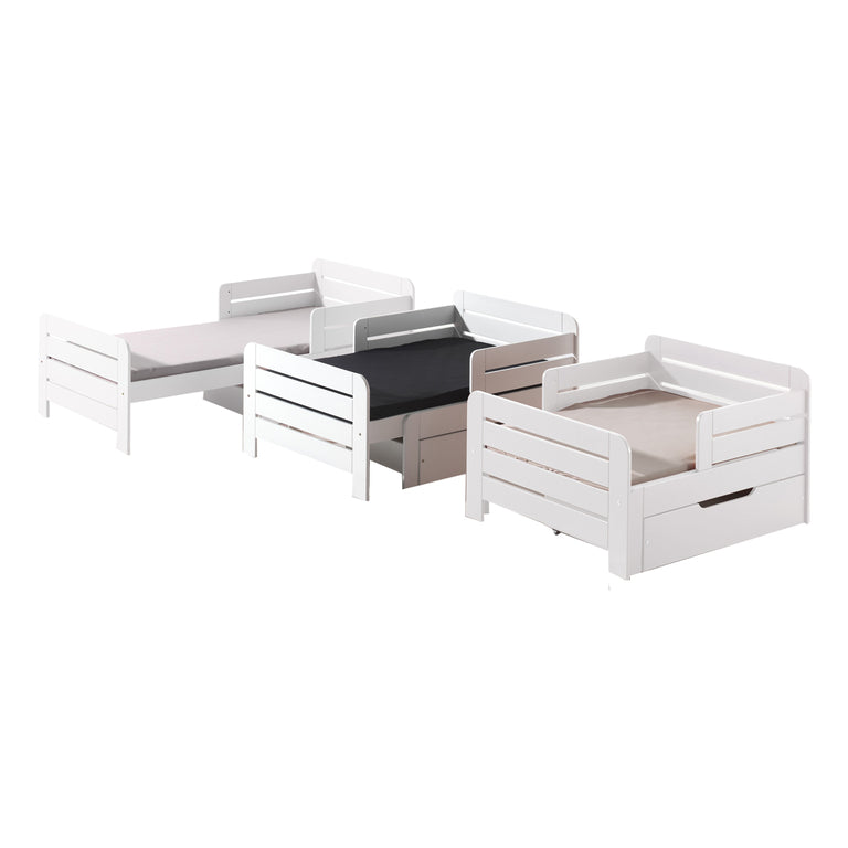 Lit évolutif 90x140 en 90x200 Sommier Inclus Vipack Jumper - Blanc - vue 4