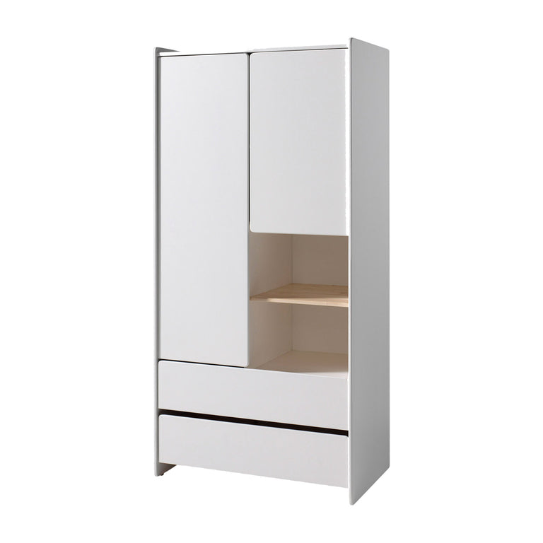 Lit bébé 60x120 Sommier Inclus, Commode 3 tiroirs, Plan à langer et Armoire 2 portes Vipack Kiddy - Blanc - vue 5