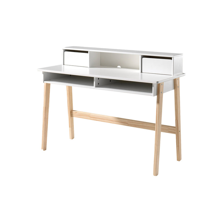 Lit 90x200 - Chevet 1 porte - Armoire 2 portes et Bureau Vipack Kiddy - Blanc - vue 6