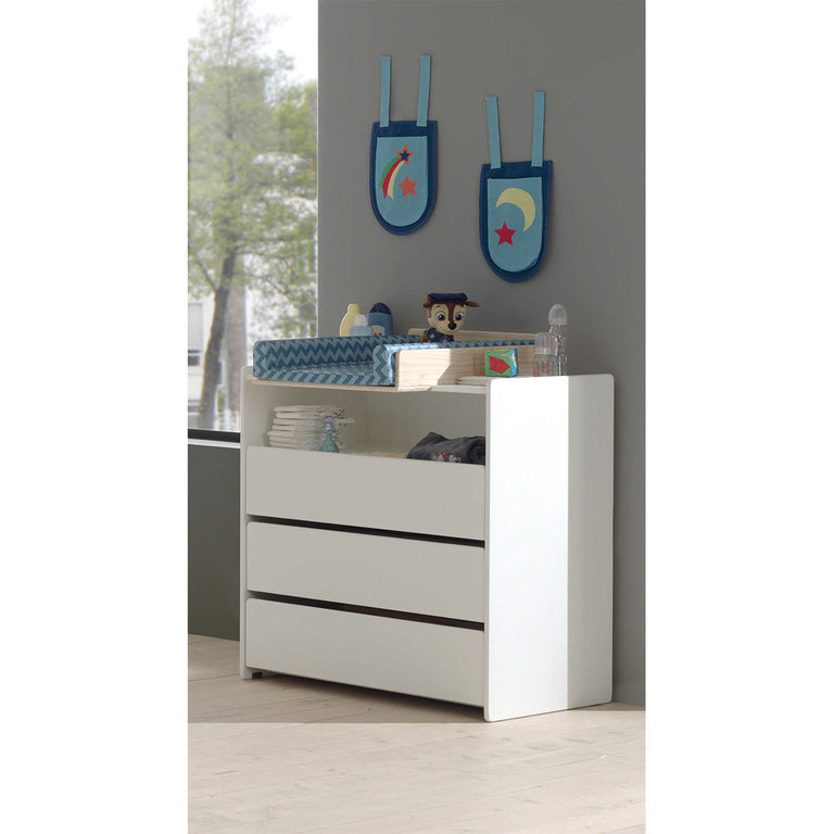 Commode 3 tiroirs Vipack Kiddy - Blanc - vue 3