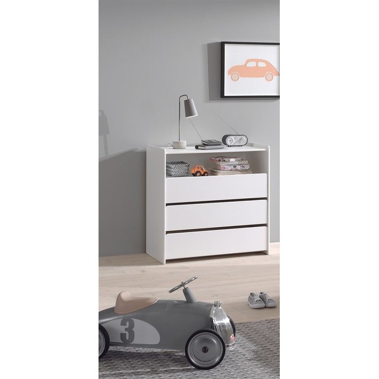 Commode 3 tiroirs Vipack Kiddy - Blanc - vue 2