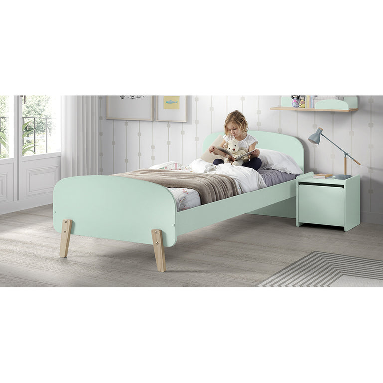 Lit 90x200 et Chevet 1 porte Vipack Kiddy - Vert Menthe