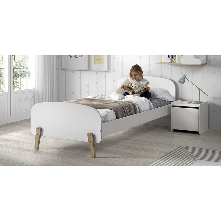 Lit 90x200 et Chevet 1 porte Vipack Kiddy - Blanc