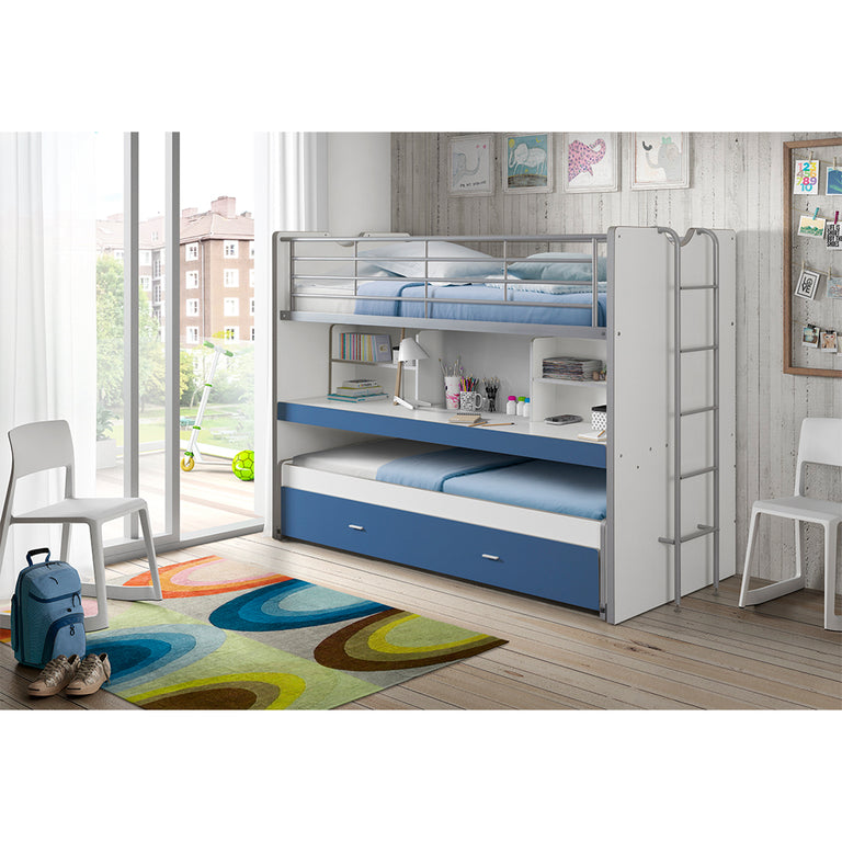 Lit combiné 80 90x200 Sommier Inclus Vipack Bonny - Bleu - vue 2