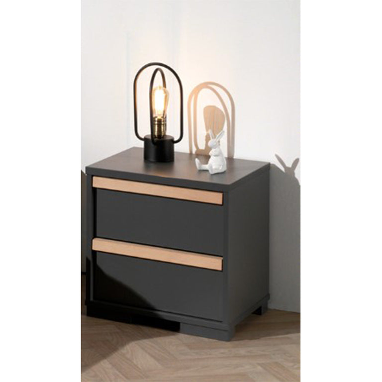 Chevet 2 tiroirs Vipack London - Anthracite - vue 2