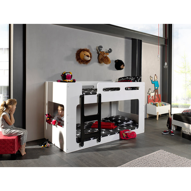 Lit Superposé 90x200 Sommier Inclus Vipack Luca - Blanc - vue 3