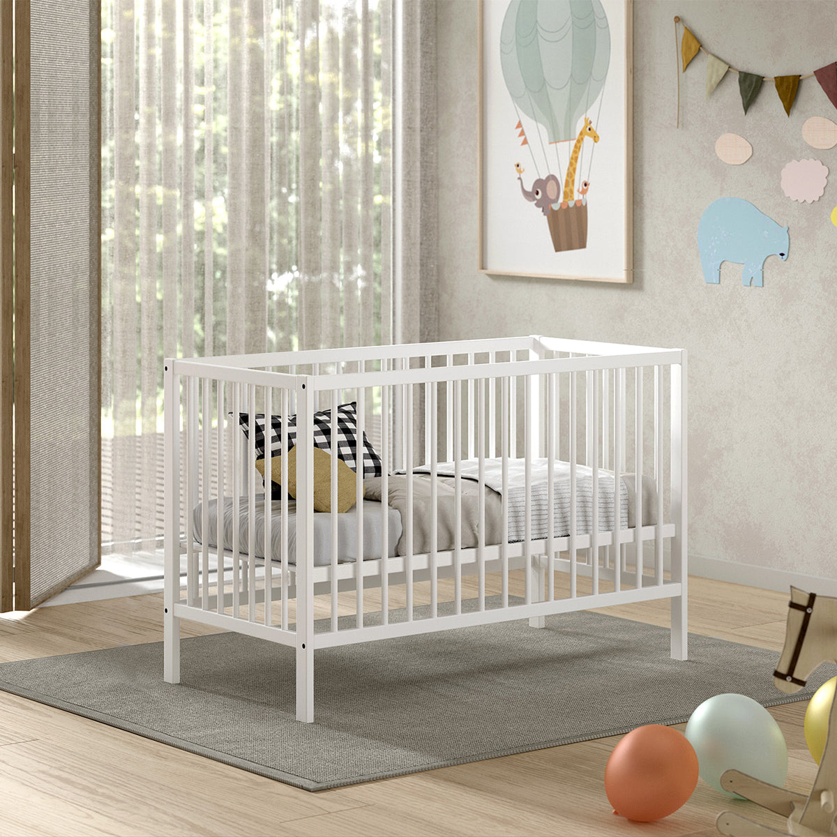 Lit bébé 60x120 sommier inclus Vipack Meryl Blanc - vue 4