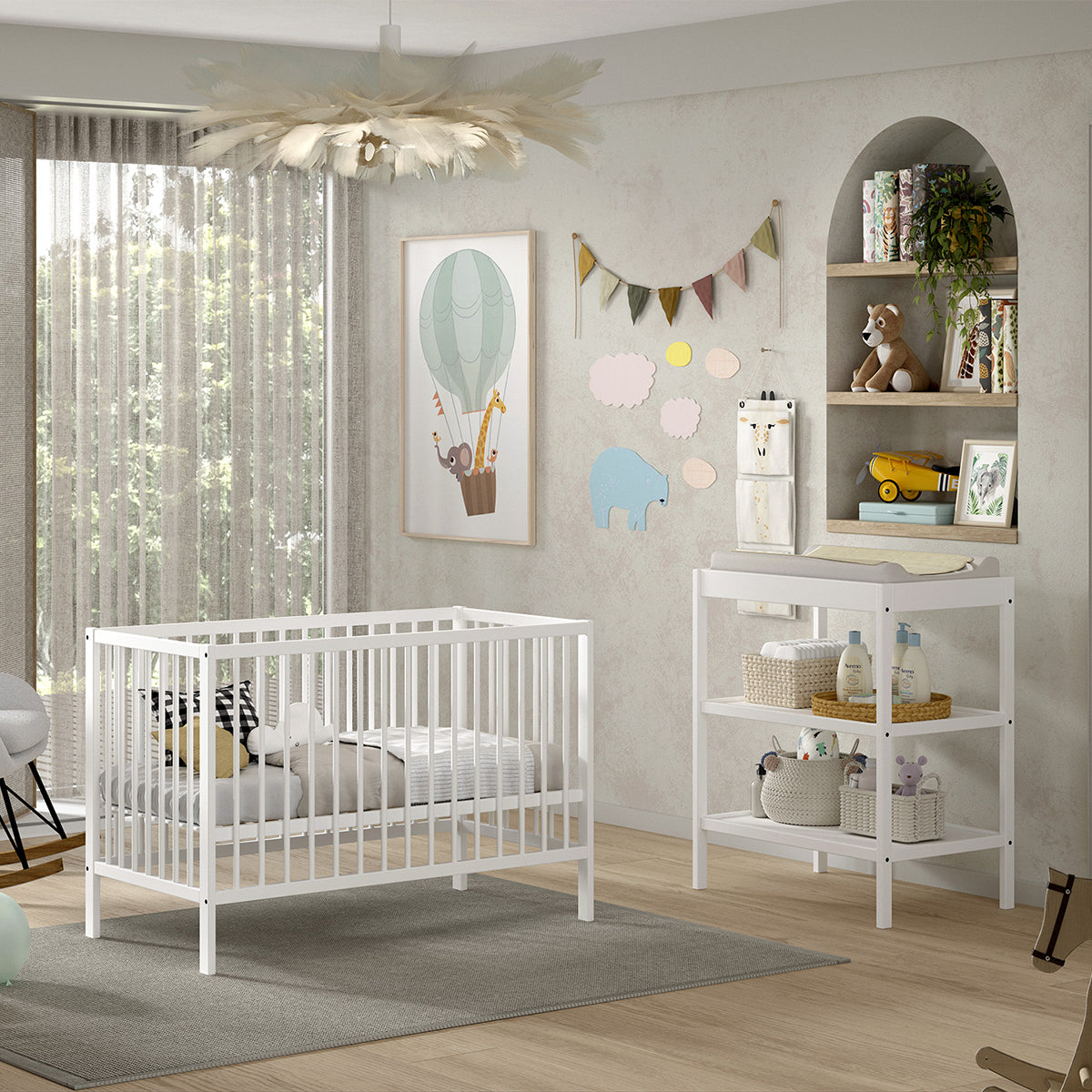 Lit bébé 60x120 et Table à langer Vipack Meryl Blanc
