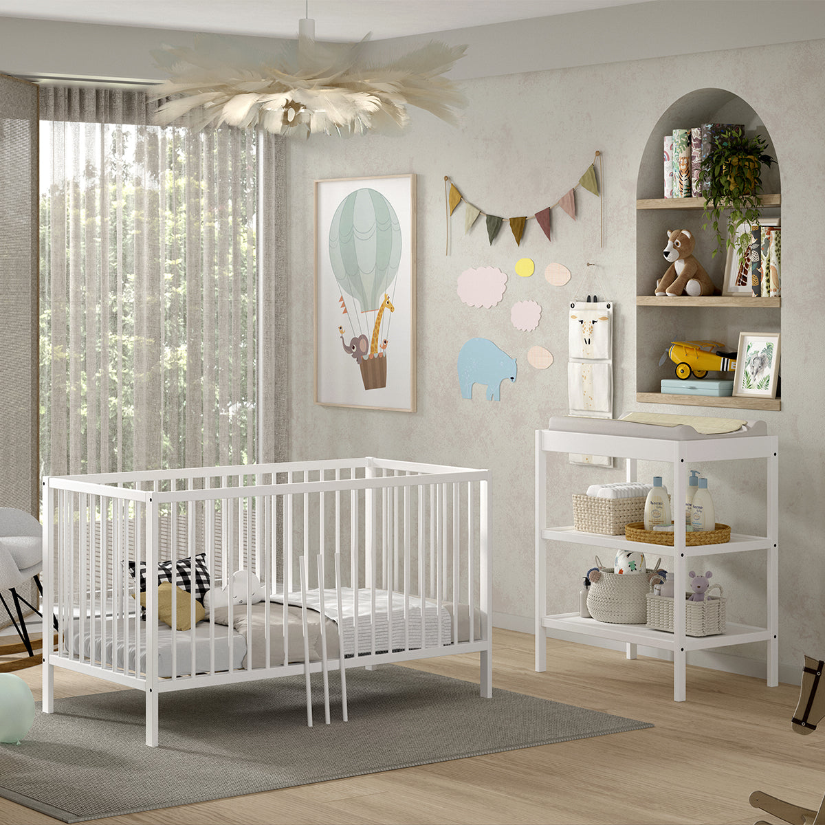 Lit évolutif 70x140 et Table à langer Vipack Meryl Blanc