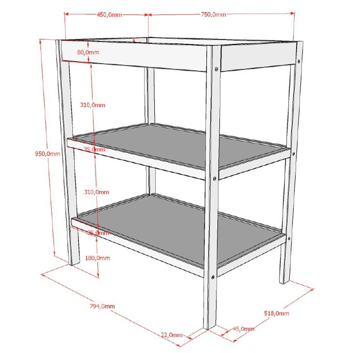 Lit évolutif 70x140 et Table à langer Vipack Meryl Bois foncé - vue 7