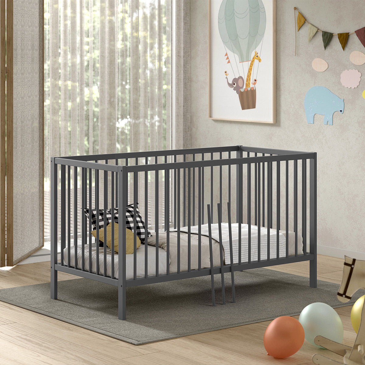 Lit évolutif 70x140 sommier inclus Vipack Meryl Anthracite - vue 4