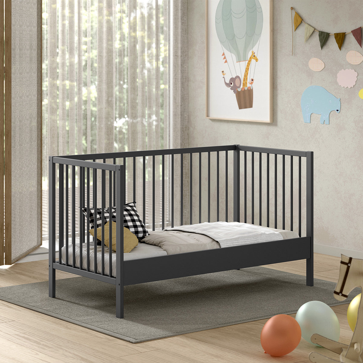 Lit évolutif 70x140 sommier inclus Vipack Meryl Anthracite - vue 5