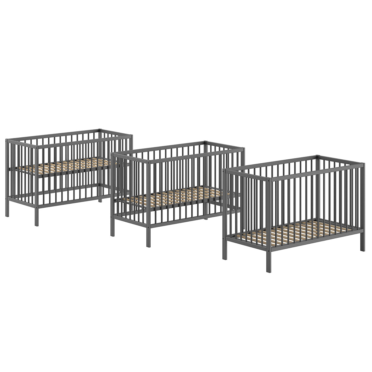 Lit bébé 60x120 et Table à langer Vipack Meryl Anthracite - vue 2