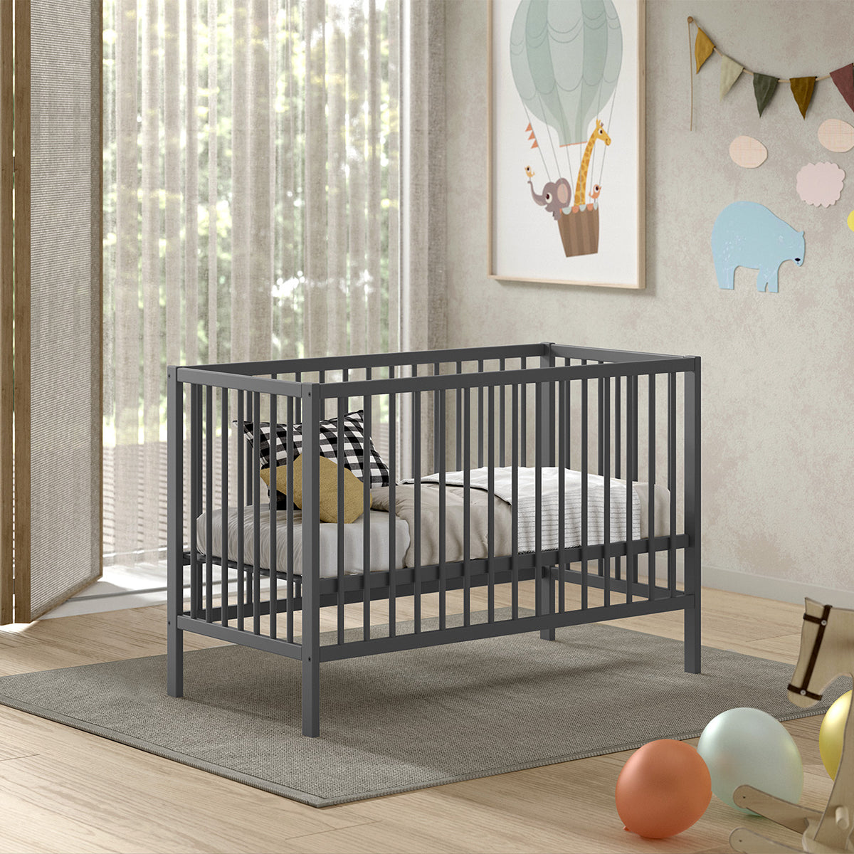 Lit bébé 60x120 sommier inclus Vipack Meryl Anthracite - vue 4