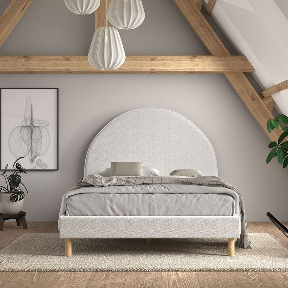 Lit 140x200 sommier inclus Vipack Moon Blanc - vue 4