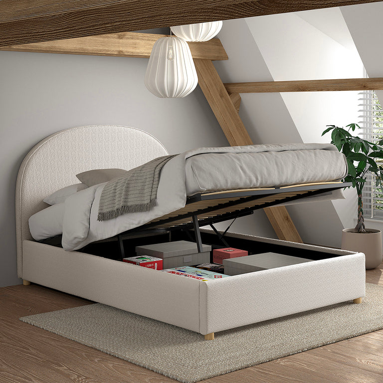 Lit coffre 140x200 sommier inclus Vipack Moon Blanc - vue 4