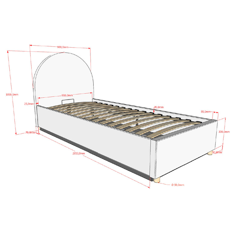 Lit coffre 90x200 sommier inclus Vipack Moon Blanc - vue 7