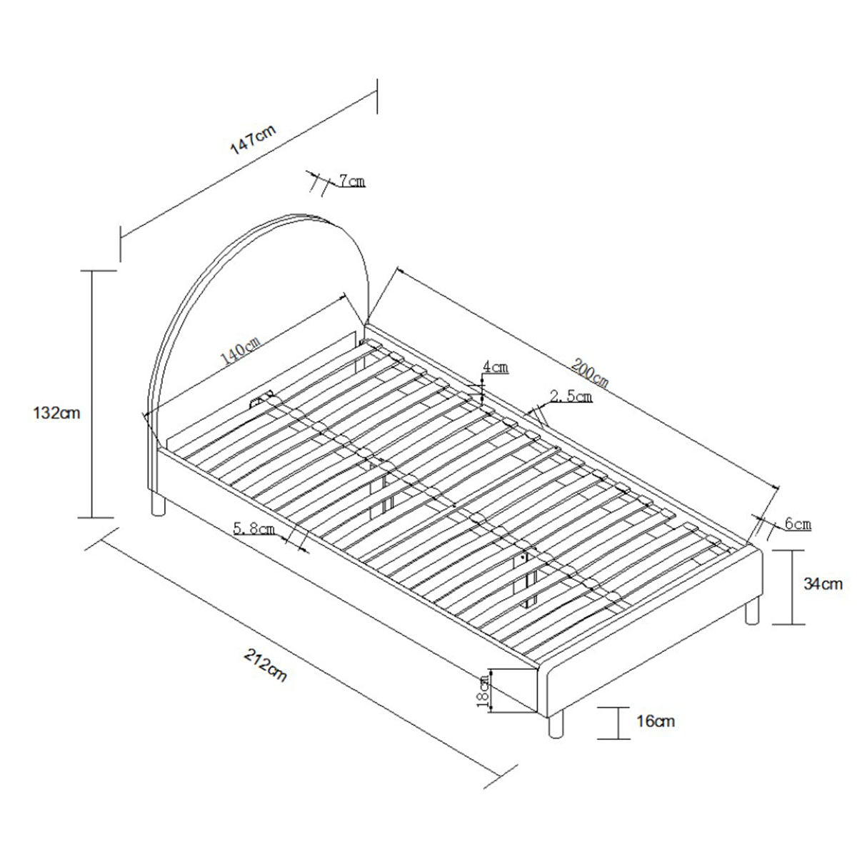 Lit 140x200 sommier inclus Vipack Moon Blanc - vue 7