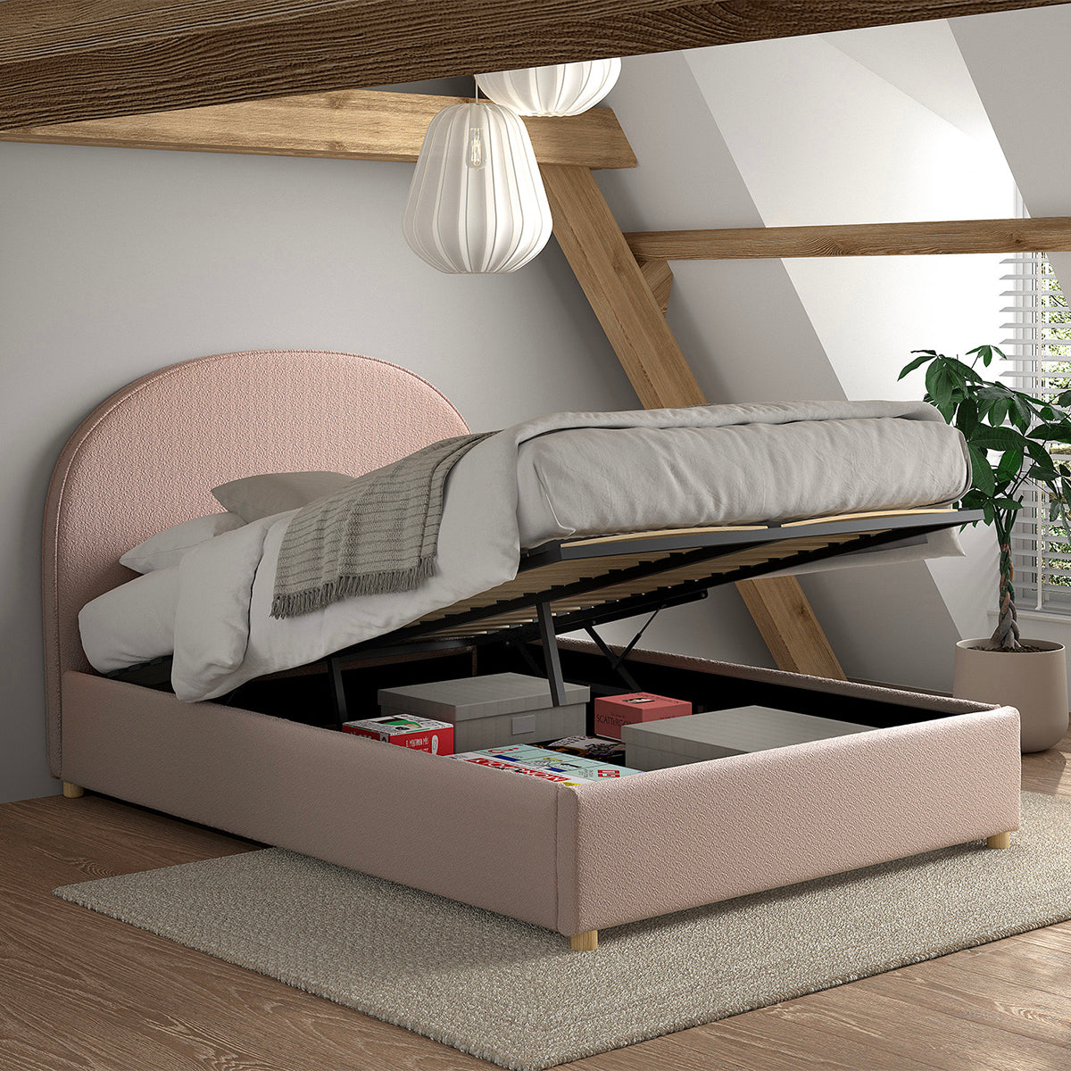 Lit coffre 140x200 sommier inclus Vipack Moon Rose - vue 4