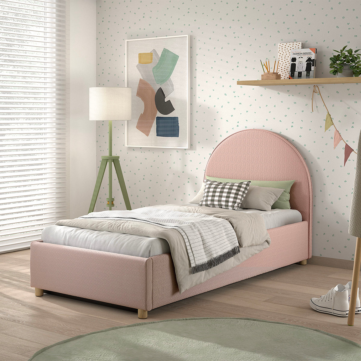 Lit coffre 90x200 sommier inclus Vipack Moon Rose - vue 5