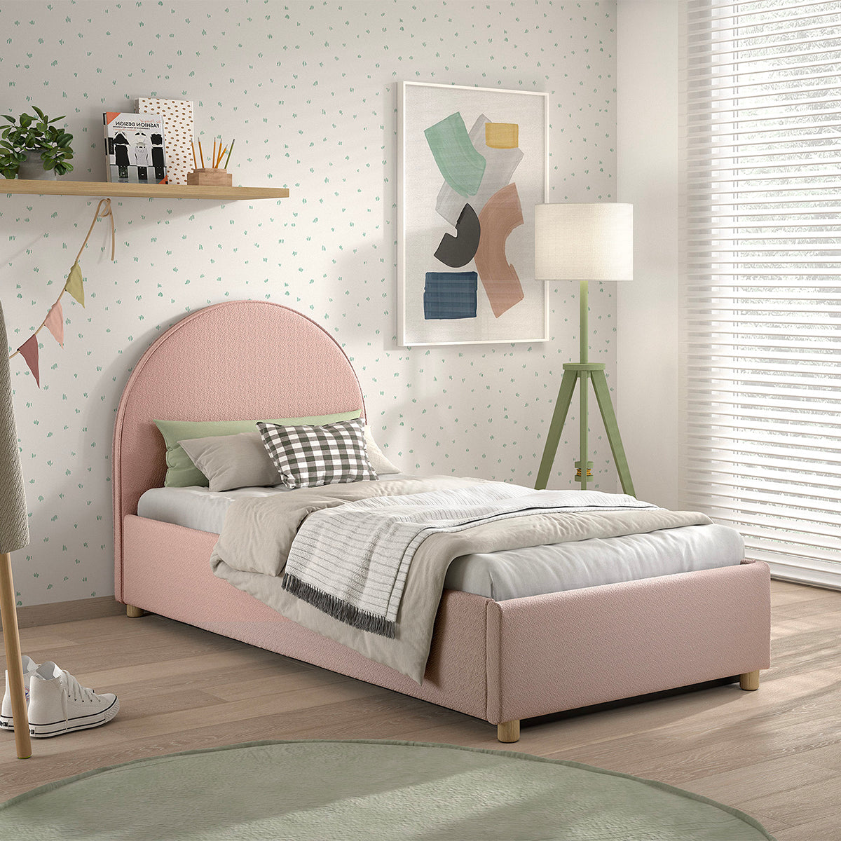 Lit coffre 90x200 sommier inclus Vipack Moon Rose - vue 5