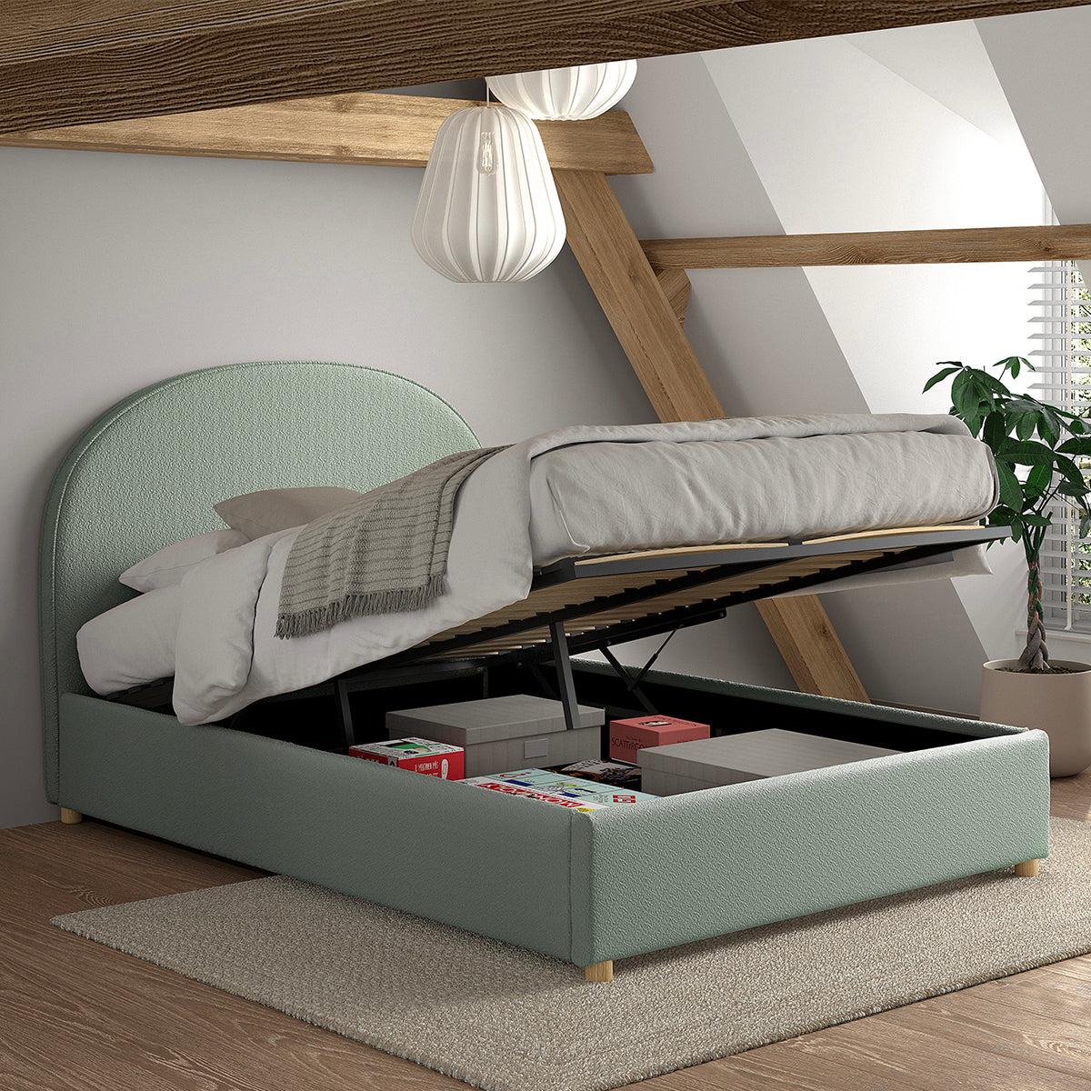 Lit coffre 140x200 sommier inclus Vipack Moon Vert - vue 4