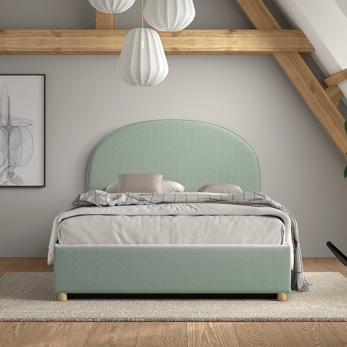 Lit coffre 140x200 sommier inclus Vipack Moon Vert - vue 5