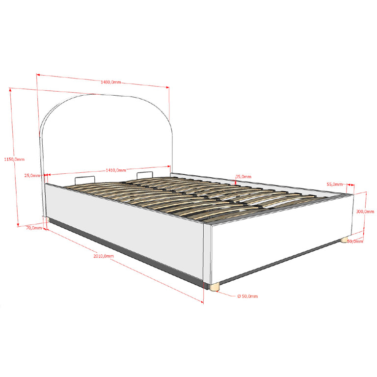 Lit coffre 140x200 sommier inclus Vipack Moon Vert - vue 7