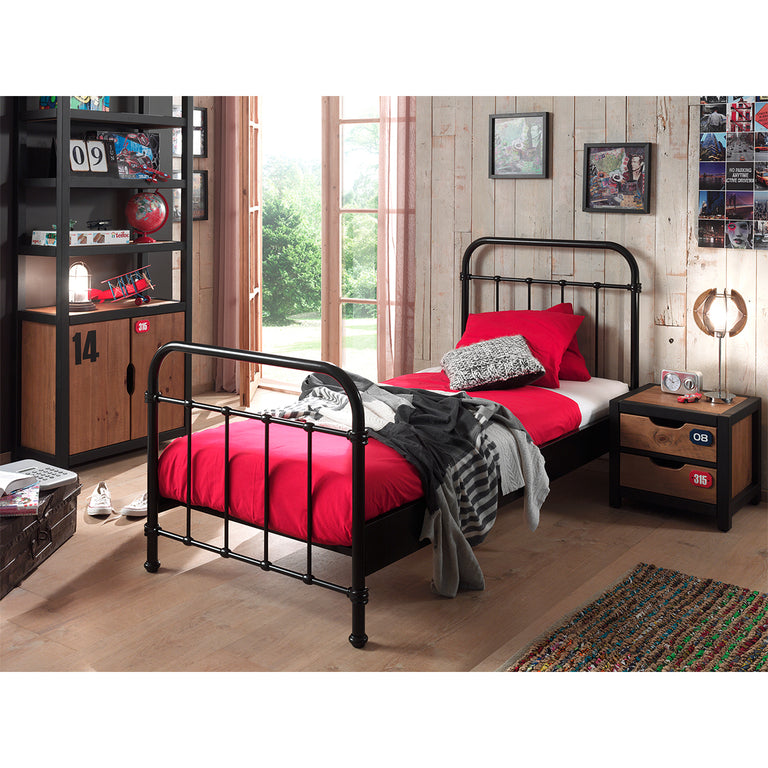 Lit 90x200 Sommier inclus Vipack New York - Noir - vue 2