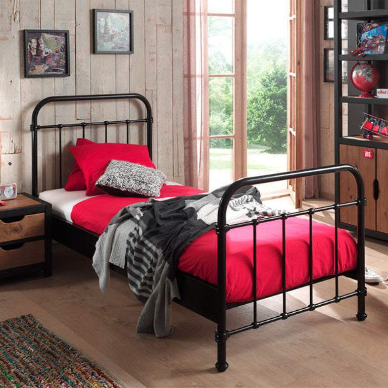 Lit 90x200 Sommier inclus Vipack New York - Noir - vue 2