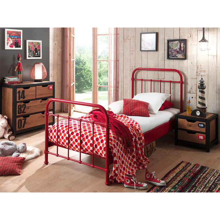 Lit 90x200 Sommier inclus Vipack New York - Rouge - vue 2