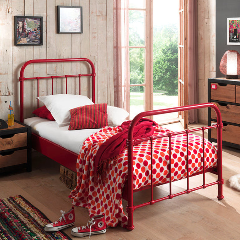 Lit 90x200 Sommier inclus Vipack New York - Rouge - vue 2