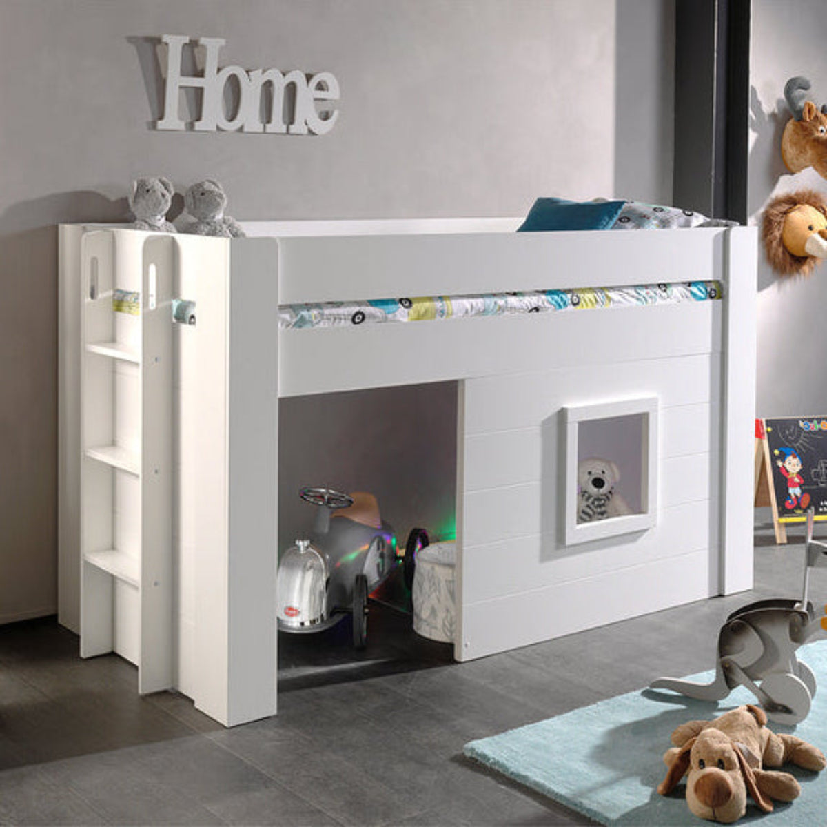 Lit Cabane 90x200 Sommier Inclus Vipack Noah - Blanc